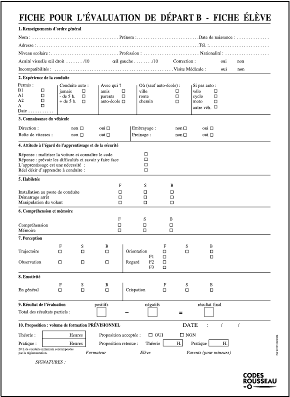 Evaluation Code Rousseau - La Bonne Conduite Evaluation Code Rousseau - La Bonne Conduite
